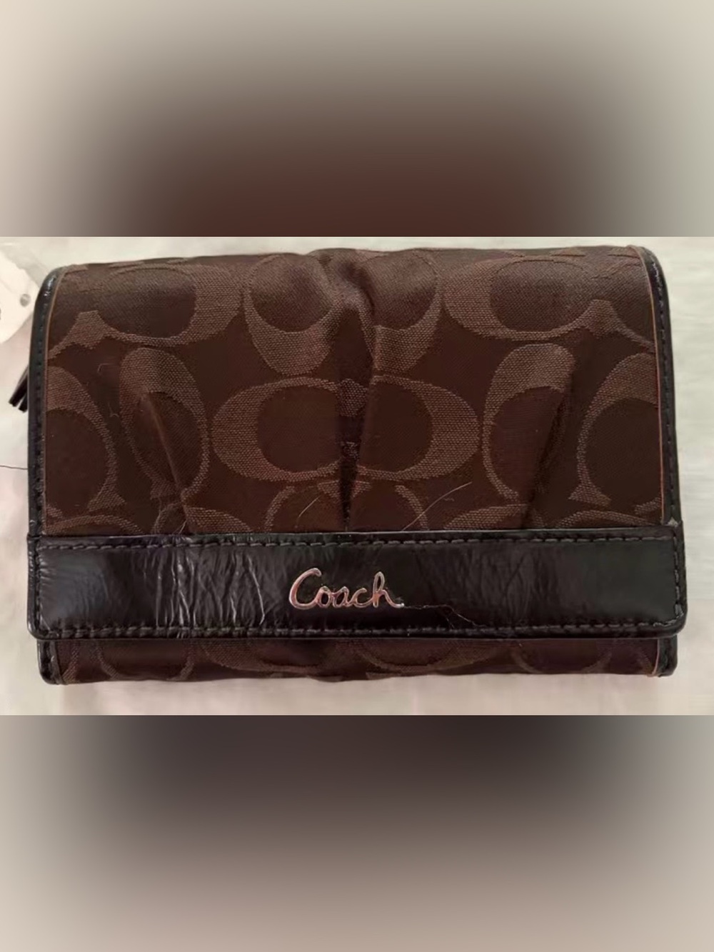 Coach Soho Signature Pleated Brown Bifold wallet NWT never used
